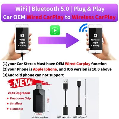 Wireless Car Play Adapter For OEM Car Stereo