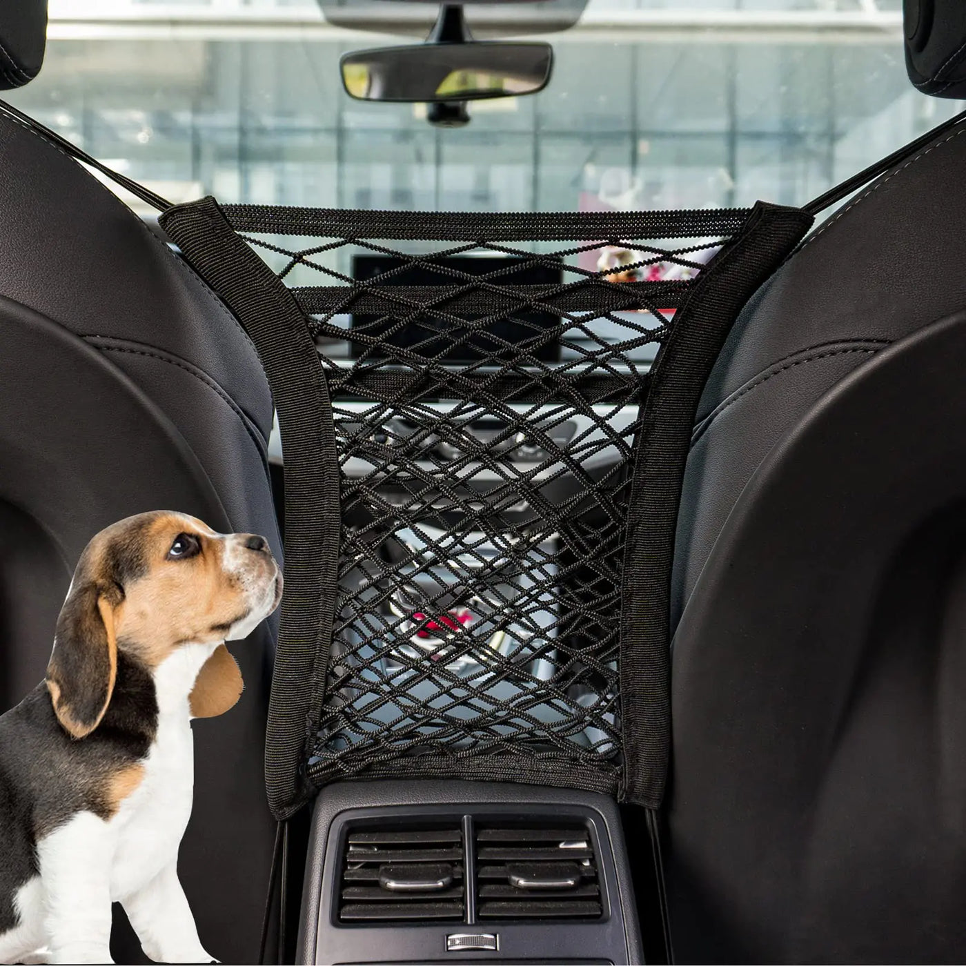 Dog Car Net Barrier for safe drivingAdjustable Dog Car Guard on Travel3-Layer Car Mesh Organizer Barrier of Pets and Kids in Car Backseats Stretchable Car Mesh Storage Bag Fits for Different Cars