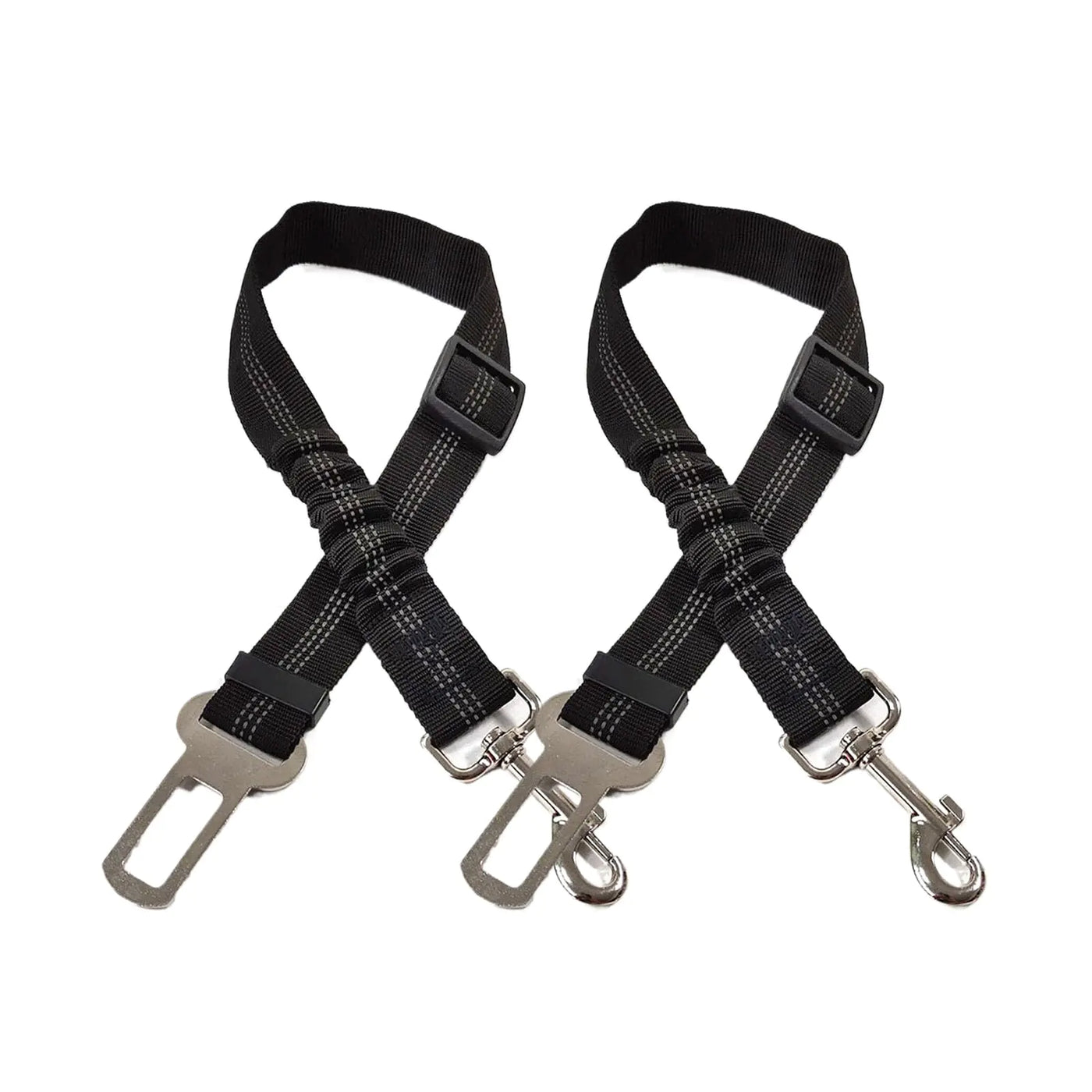 2pcs Dog Seat Belt for Car Retractable Car Harness Adjustable Nylon Strap Pet Bungee Buffer Design Dog Car Seat Belt Car Accessories for Dogs (Black)