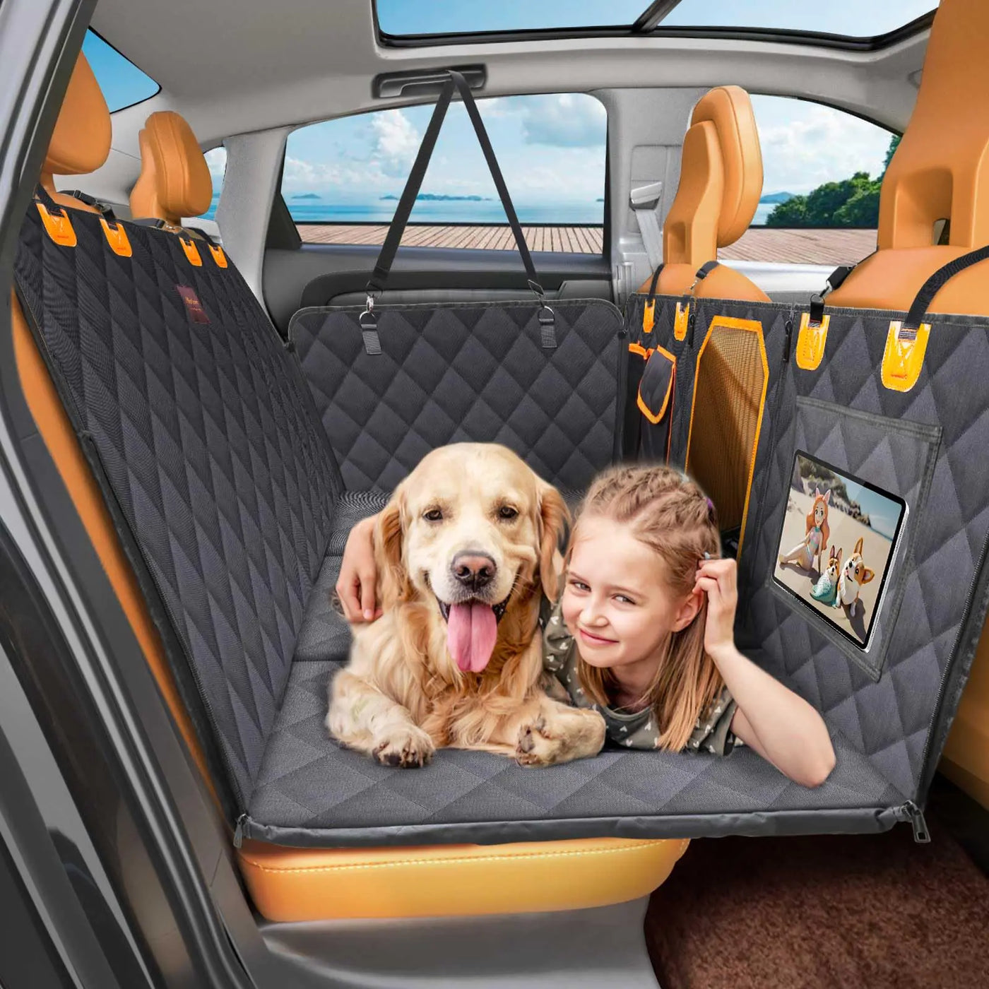 Manificent Back Seat Extender for Dogs Hard Bottom Dog Car Seat Cover for Back Seat Bed for Car Camping Mattress Dog Hammock for Car Travel Bed Car Bed Mattress for Car SUV Truck